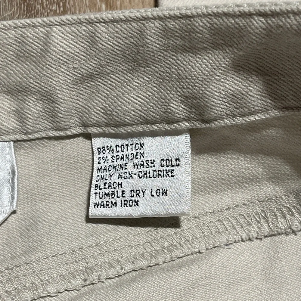 Talbots Stretch Womens Straight Leg Beige 5 Pocket Jeans Pants Size 8 Casual EUC